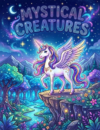 Cover of Mystical Creatures Coloring Book, by The New Ark Studio. All ages.